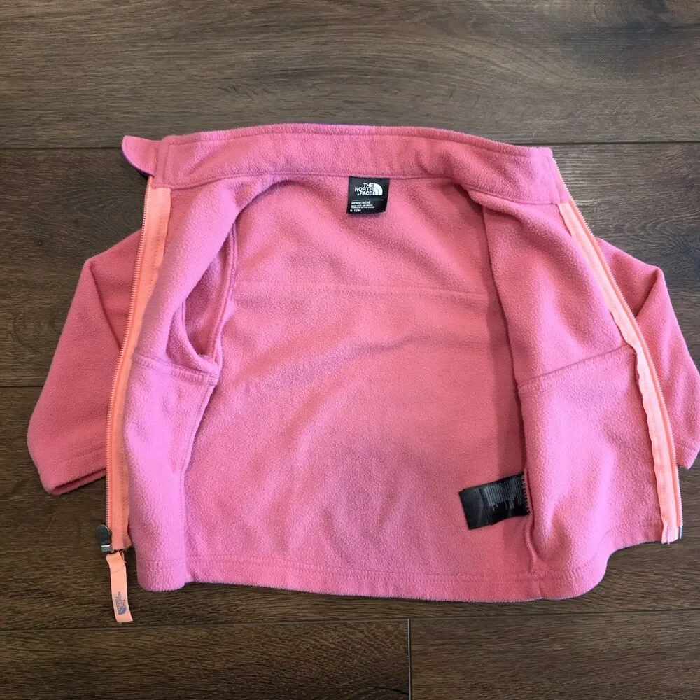 The North Face Fleece Jacket Pink Infant 6-12M Zip Logo Baby Girl Purple